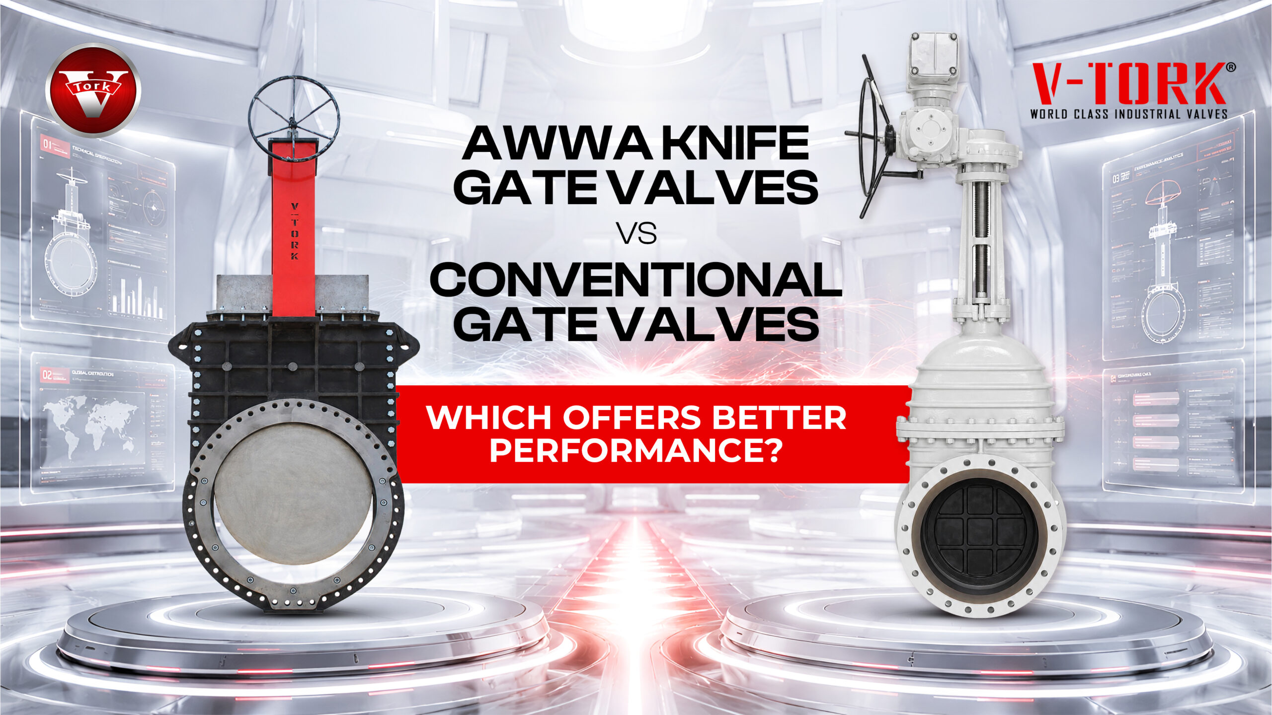 AWWA Knife Gate Valve vs Conventional Gate Valve performance comparison for industrial applications by V-Tork Controls